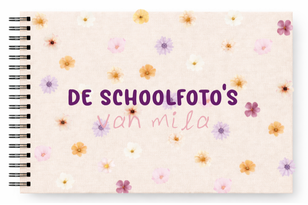 Schoolfotoboek linnen flowers