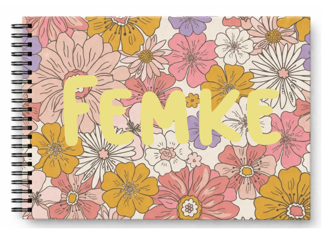 Schoolfotoboek linnen floral