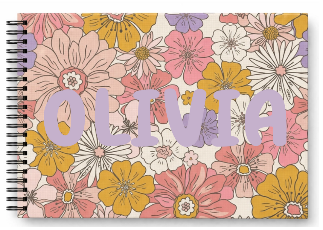 Schoolfotoboek linnen floral