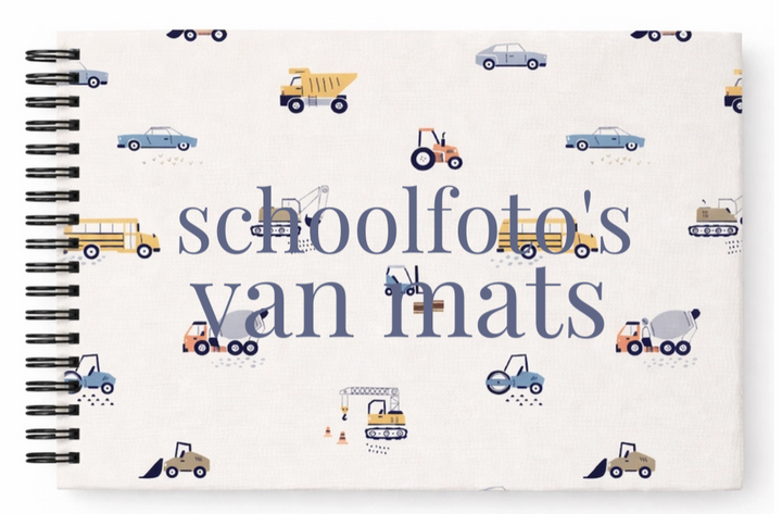 Schoolfotoboek linnen voertuigen