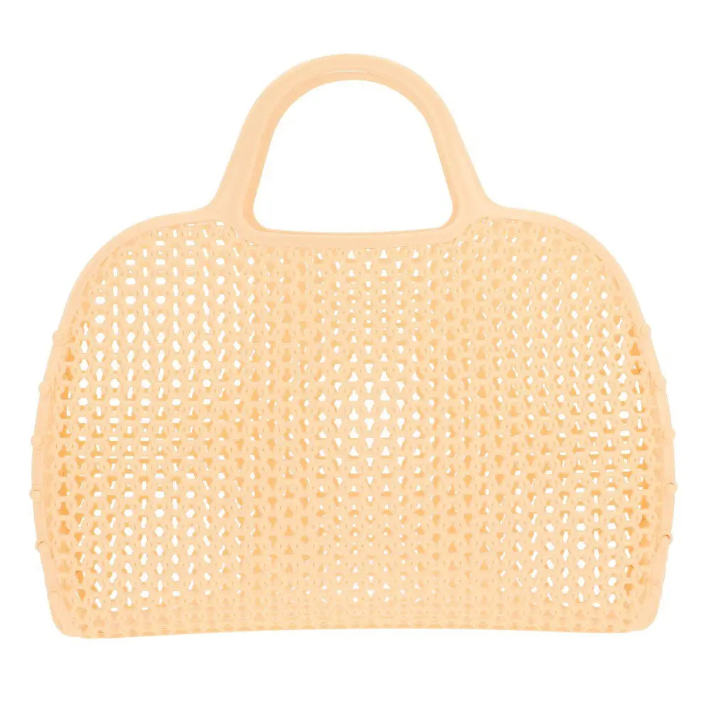 Vintage retro butter yellow tas met mesh