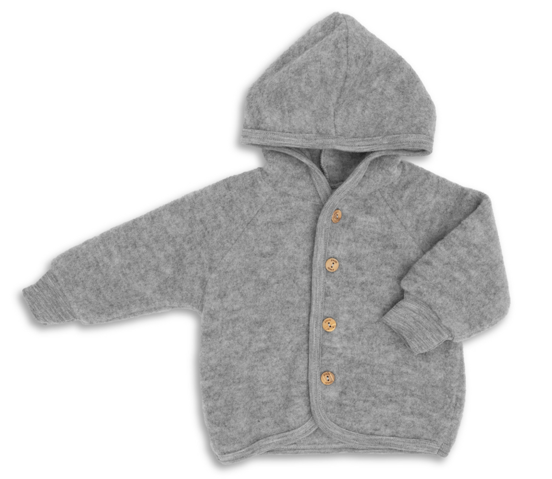 Jasje 100% wol-fleece — light grey melange - Kidooz